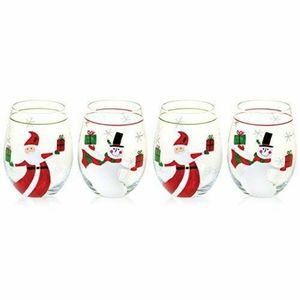 Christmas Presents Set of 4 stemless Wine Goblets
